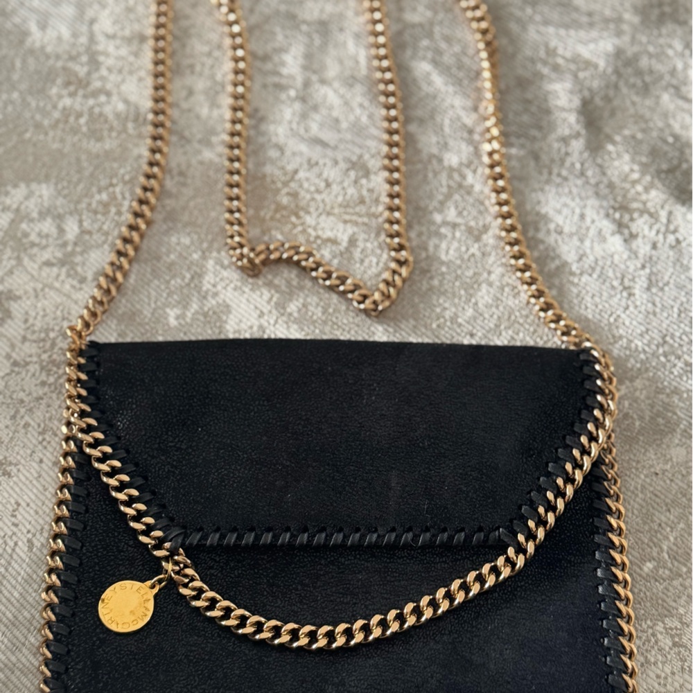 Stella McCartney Black Crossbody with Gold Chain Accent